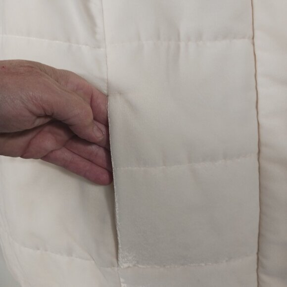 J. Jill, 2X Cream Colored Velvety Velour Puffer Vest, Zip & Snap Front, Pockets - Picture 8 of 14